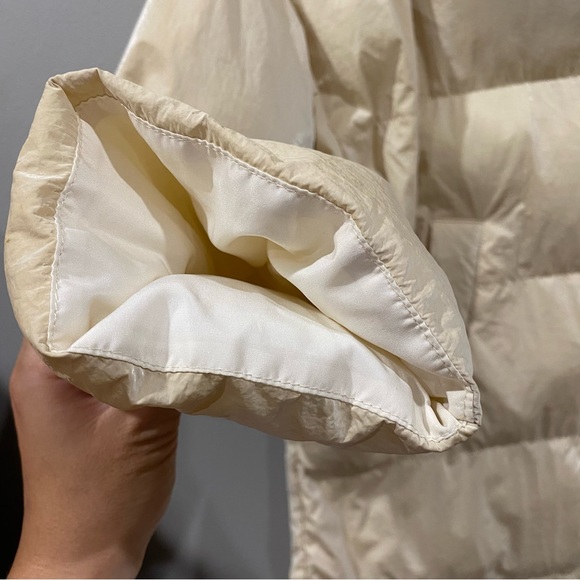 Zara Nylon Puffer Jacket Coat Cream Ivory Large - Picture 12 of 12